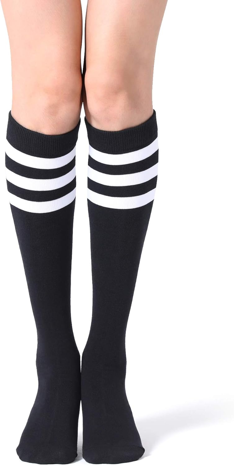 FITRELL Women's Knee High Socks Outdoor Sport Athletic Socks Casual Stripe Tube Socks 1-4 Pack - Image 2